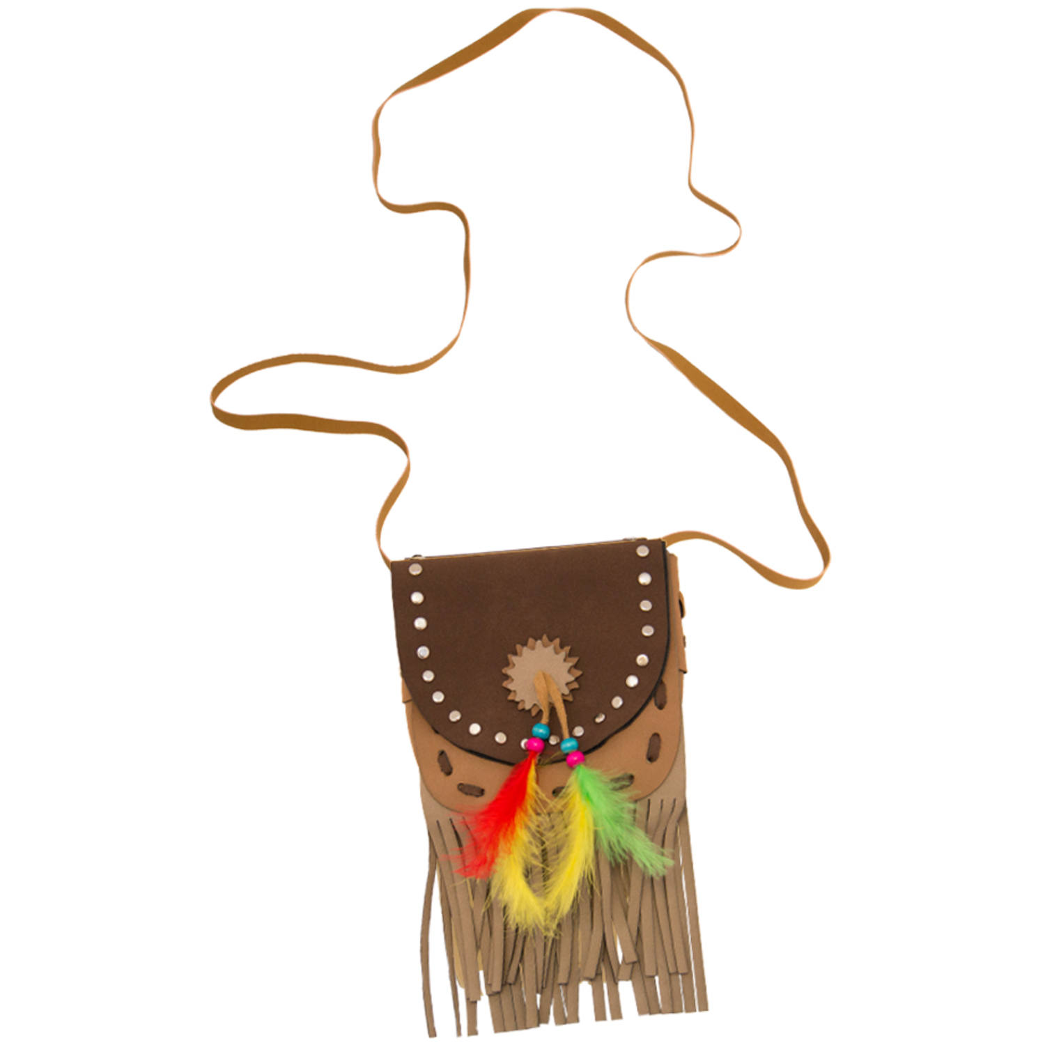 Native American Bag with Colourful Feathers 1