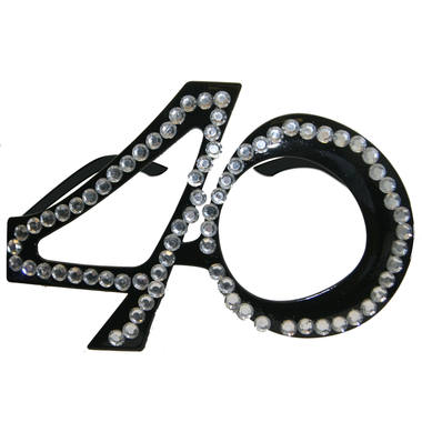 40. Geburtstag Spaß-Brille mit Diamanten - Schwarz  1