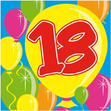 18th Birthday Napkins Balloons 25x25 cm - 20 pieces 1