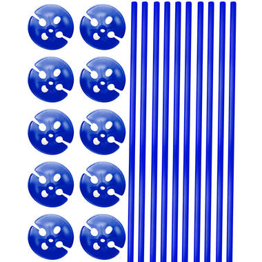 Bastoncini per palloncini blu con supporti - 10 pz 1