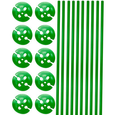 Bastoncini per palloncini verdi con supporti - 10 pz 1