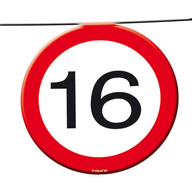 16th Birthday Traffic Sign Garland - 12 m 1