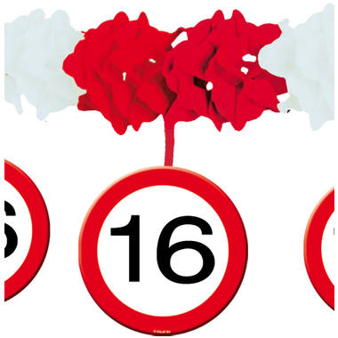16th Birthday Traffic Sign Garland with Hangers 1