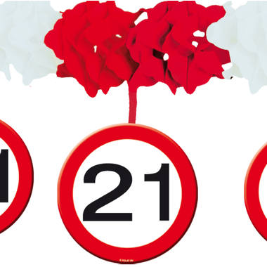 21st Birthday Traffic Sign Garland with Hangers 1