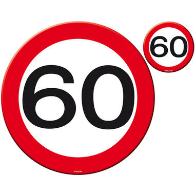 60 anni Segnale stradale Tovaglietta e sottobicchiere - 4x 1