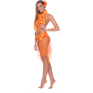 Bikini con gonna tropicale arancione 1