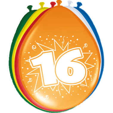16th Birthday Balloons 30cm - 8 pieces 1