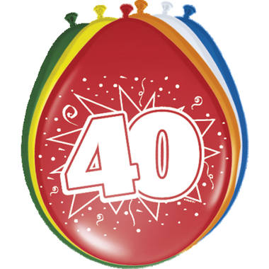 Palloncini 40 anni multicolori - 8 pezzi 1