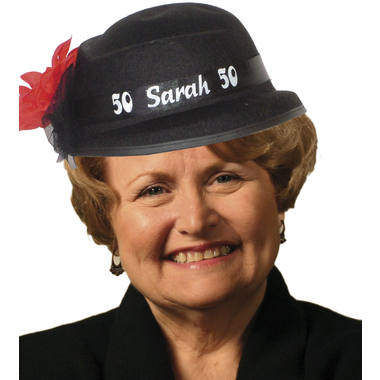 Cappello a bombetta Sarah 50 anni con fiore 1