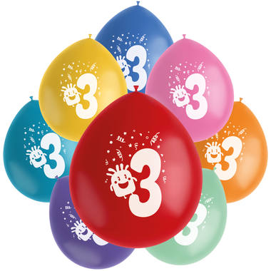 Ballonnen Color Pop Monsters 3 Jaar 23cm - 8 stuks 1