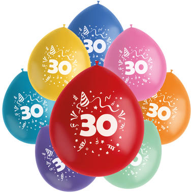 Ballonnen Color Pop 30 Jaar 23cm - 8 stuks 1