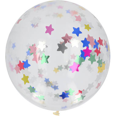 Balon XL z Konfetti Gwiazdy Wielobarwność - 61 cm 1