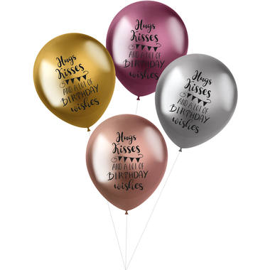 Ballonnen Shimmer Hugs, Kisses & Wishes 33cm - 4 stuks 1