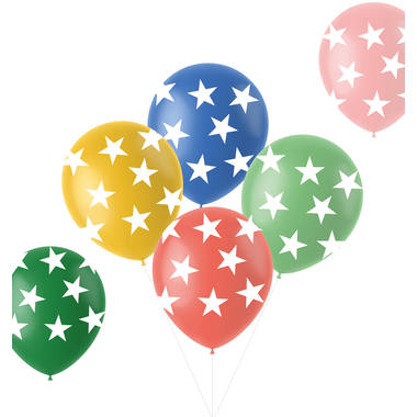 Balloons Retro Stars Multicolored 33cm - 6 pieces 1