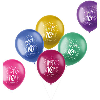 Ballonnen Shimmer 10 Jaar Meerkleurig 33cm - 6 stuks 1