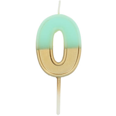 Candle Retro Number 0 Light Blue 1
