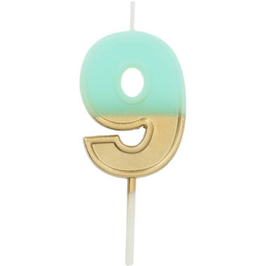 Candle Retro Number 9 Light Blue 1