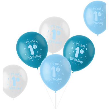 Balony 'It is my 1st Birthday!' Niebieski 33cm - 6 sztuk 1