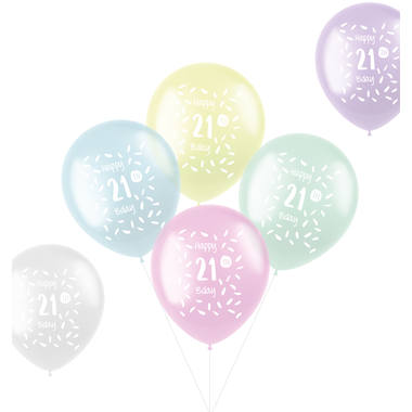 Ballons Pastell 21 Jahre Mehrfarbig 33cm - 6 Stück 1