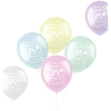 Ballons Pastell 25 Jahre Mehrfarbig 33cm - 6 Stück 1