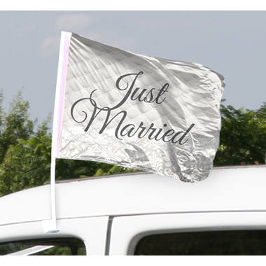 Flaga samochodowa Just Married Wedding - 2 sztuki 1