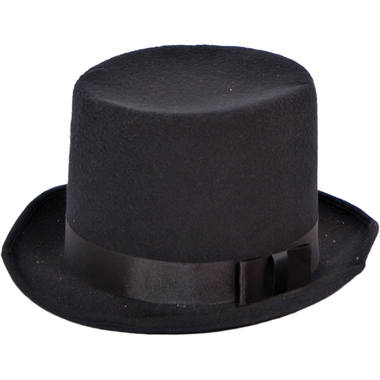 Hoge hoed zwart met strik 1