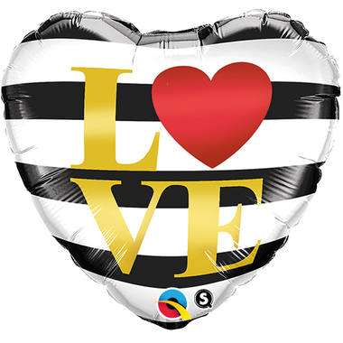 Love You Heart Foil Balloon with Stripes - 46 cm 1