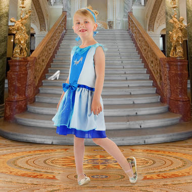 Vestido de princesa Cenicienta para niñas - Talla S 98-116