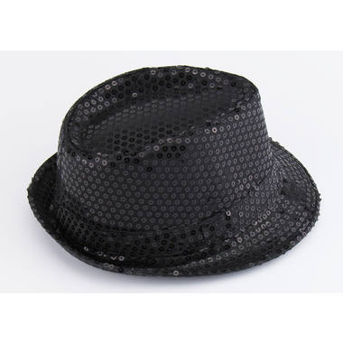 Cappello trilby nero metallizzato con glitter 2