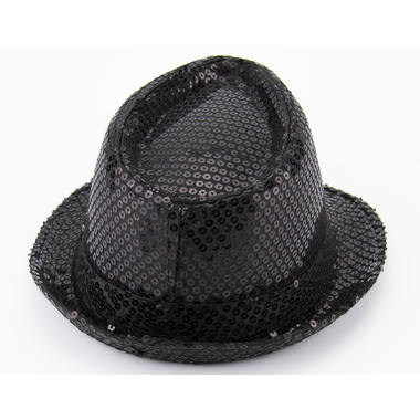 Cappello trilby nero metallizzato con glitter 3
