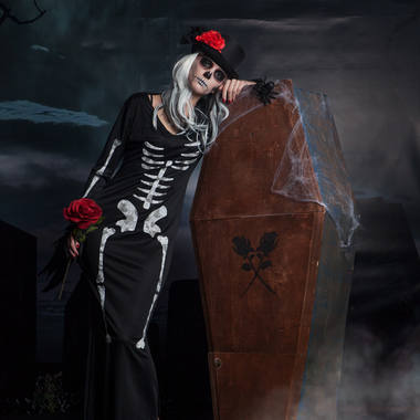 Czarna Sukienka Szkieletowa dla Kobiet - Rozmiar L-XL 5