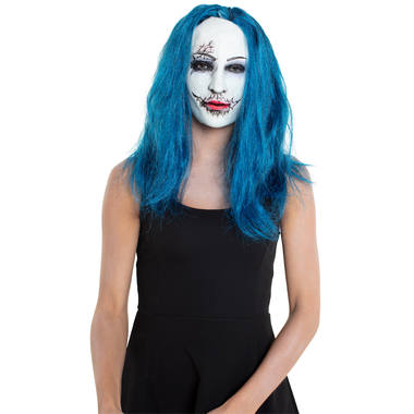 Mask Creepy Woman with Blue Hair 1