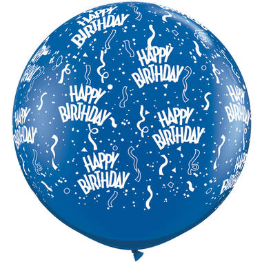 Palloncino blu Happy Birthday XL Blu Zaffiro 90 cm - 2 pezzi 1