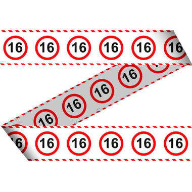 16th Birthday Traffic Sign Barricade Tape - 15 m 1