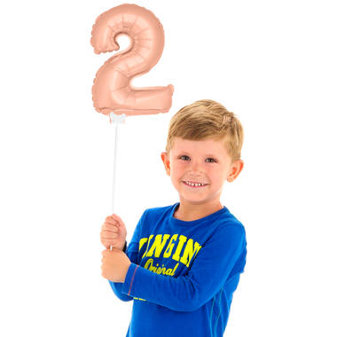 Mini figura palloncino oro rosa numero 2-36 cm 2