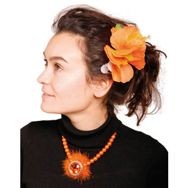 Hawaiian Hair Clip with Orange Flowers 1