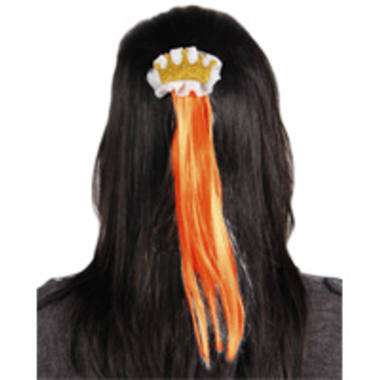 Hair Clip XL Orange with Crown 1