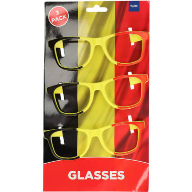 Glasses Belgium Black-Yellow-Red - 3 pieces 2