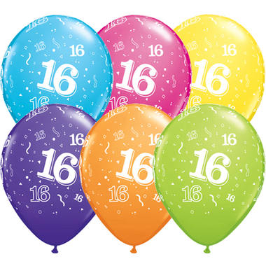 Colourful Balloons 16 Years 28 cm - 25 pieces 1