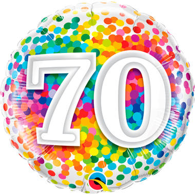 70. Geburtstag Folienballon Regenbogenkonfetti - 45cm 1