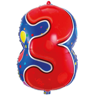 Cijfer 3 Folieballon - 56cm 1