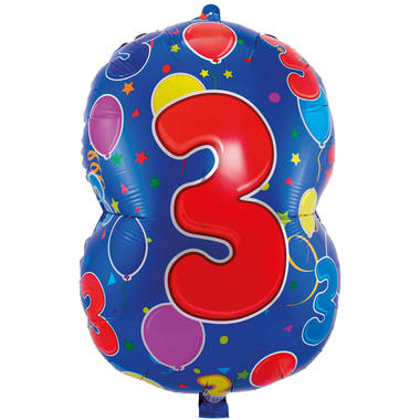 Cijfer 3 Folieballon - 56cm 2