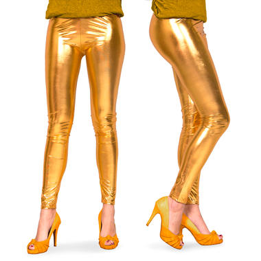 Leggings Metallic-Look Gold - Größe L-XL 1