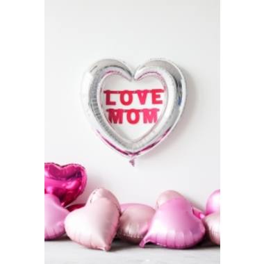 Foil Balloon Heart-Shaped Picture Frame Silver - 80x70cm 4