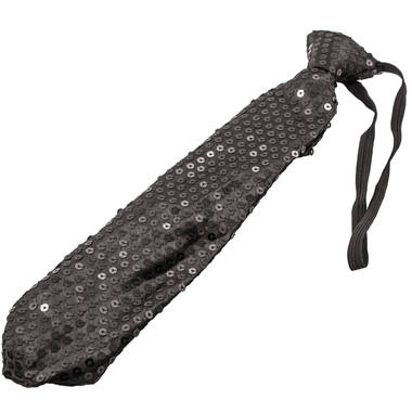 Cravatta glitterata con LED nero metallizzato 1