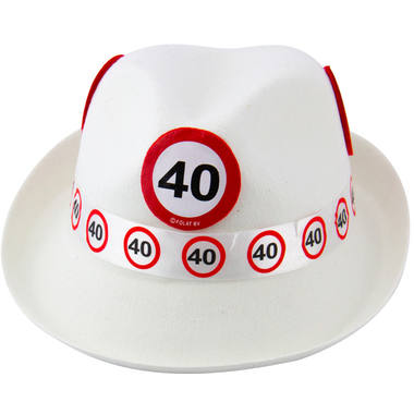 40th Birthday White Trilby Traffic Sign  2