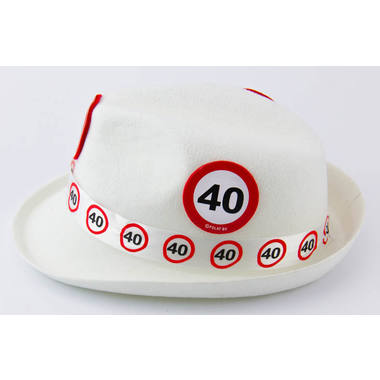 40th Birthday White Trilby Traffic Sign  3