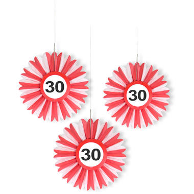 30th Birthday Traffic Sign Honeycomb Fan - 3 pieces 2