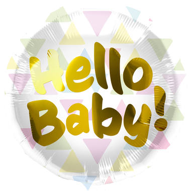 Folieballon 'Hello Baby!' Meerkleurige Driehoeken - 45cm 1