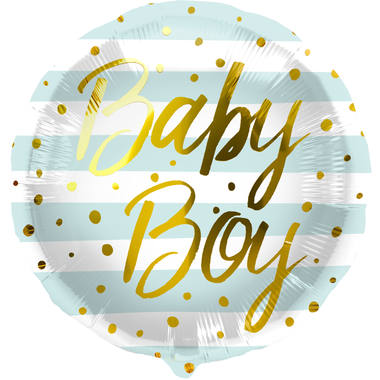 Palloncino Foil 'Baby Boy' Righe Blu - 45cm 1